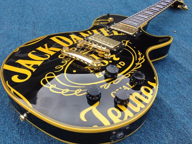 g usa lp jack daniels electric guitar yellow binding stock in