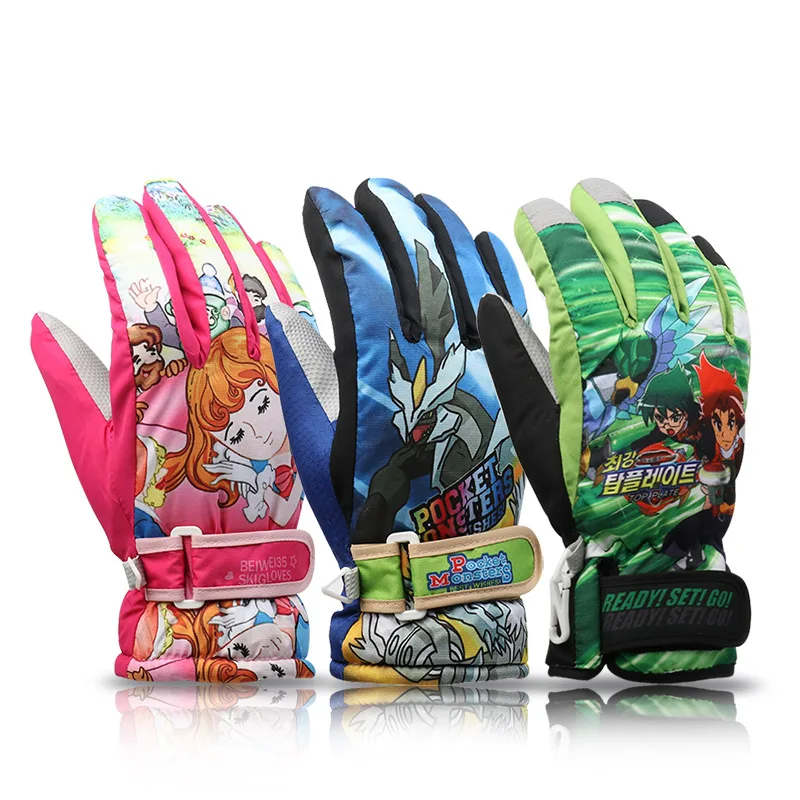Winjfo 2017 5 14Years Old Snow White Girl Ski Gloves Children Snow
