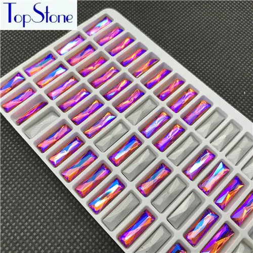 TopStone AB цвета 60 шт. 5x15 мм багет стекло кристалл прямоугольник стразы для одежды аксессуары - Цвет: orange ab