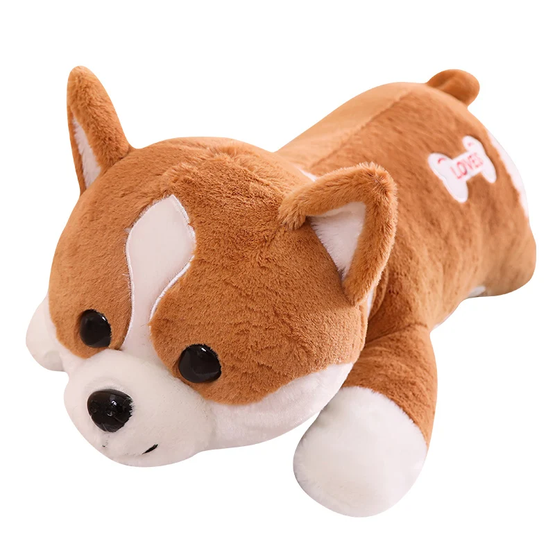 60/80cm Lovely Corgi Dog Plush Toy Stuffed Soft Animal Cartoon Pillow Best Gift for Kids Children