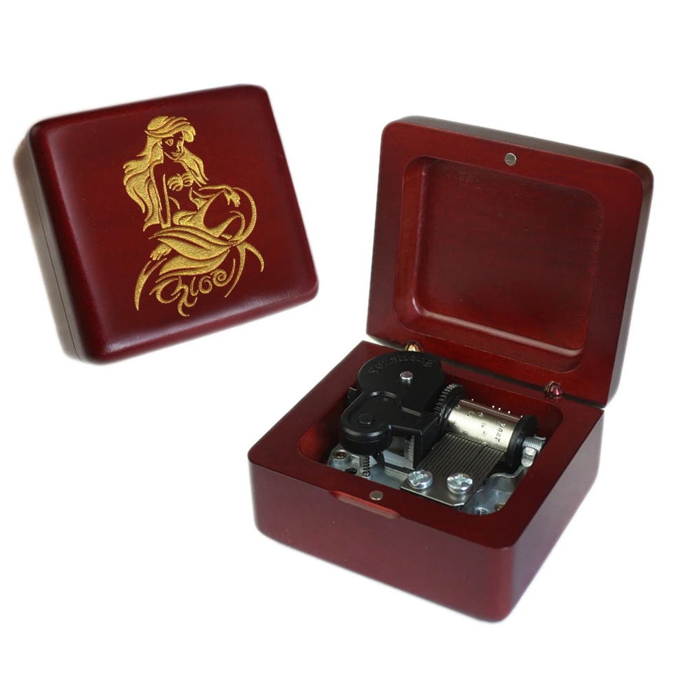 Caja de música de La Sirenita de madera hecha a mano de Sinzyo regalo de cumpleaños para Navidad/Cumpleaños/cajas de regalo del Día de San Valentín