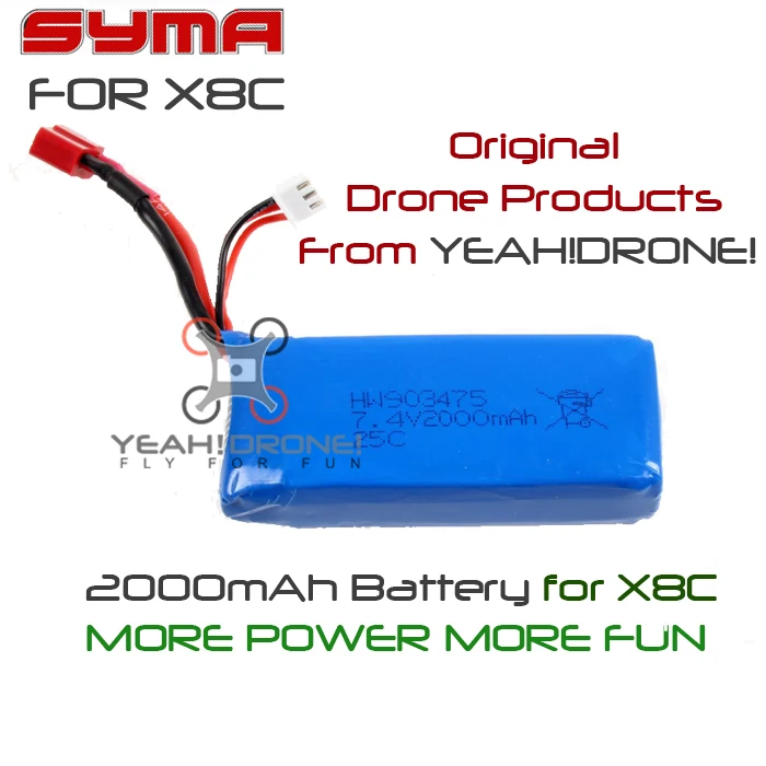 

Quadcopter Spare Parts Syma X8C X8W X8G Battery 7.4V 2000mAh Round Banana Plug Lipo Battery
