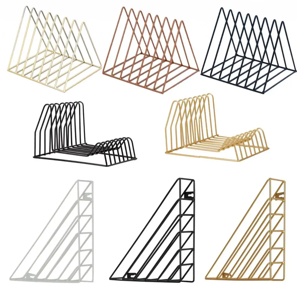 

European Slot Metal Desk Organizer Office Desktop Document File Organizer Bookshelf Rack Magazine Newspaper Storage Holder