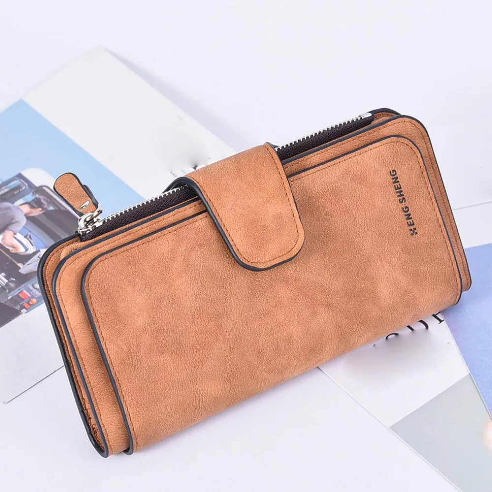 

Wallet Women Solid Dull Polish Hasp Multi Card Position Wallet Card Bag