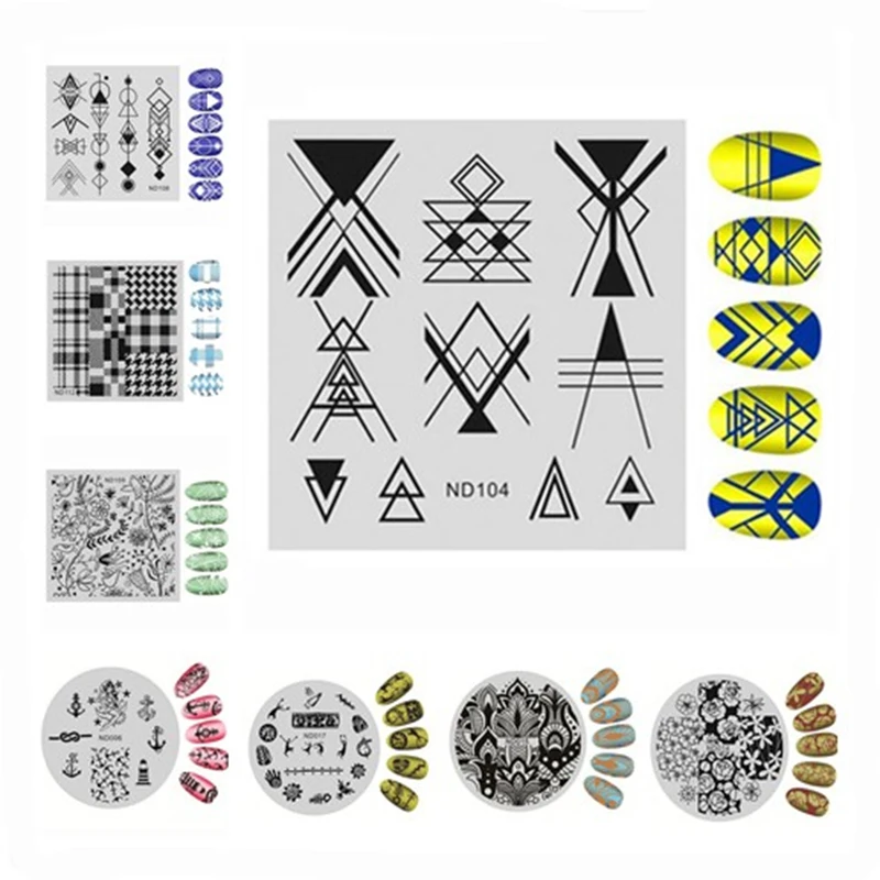 Nail Art Stamping Image Plates Round Square Design DIY Polish Printing Stamp Template Manicure Stencils Nail Stamping Tools 1-35