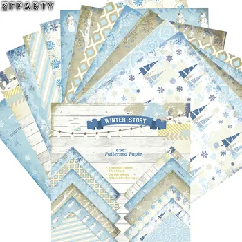 

ZFPARTY 12pcs 6" Single-side Printed Winter pattern creative papercraft art paper handmade scrapbooking kit set book