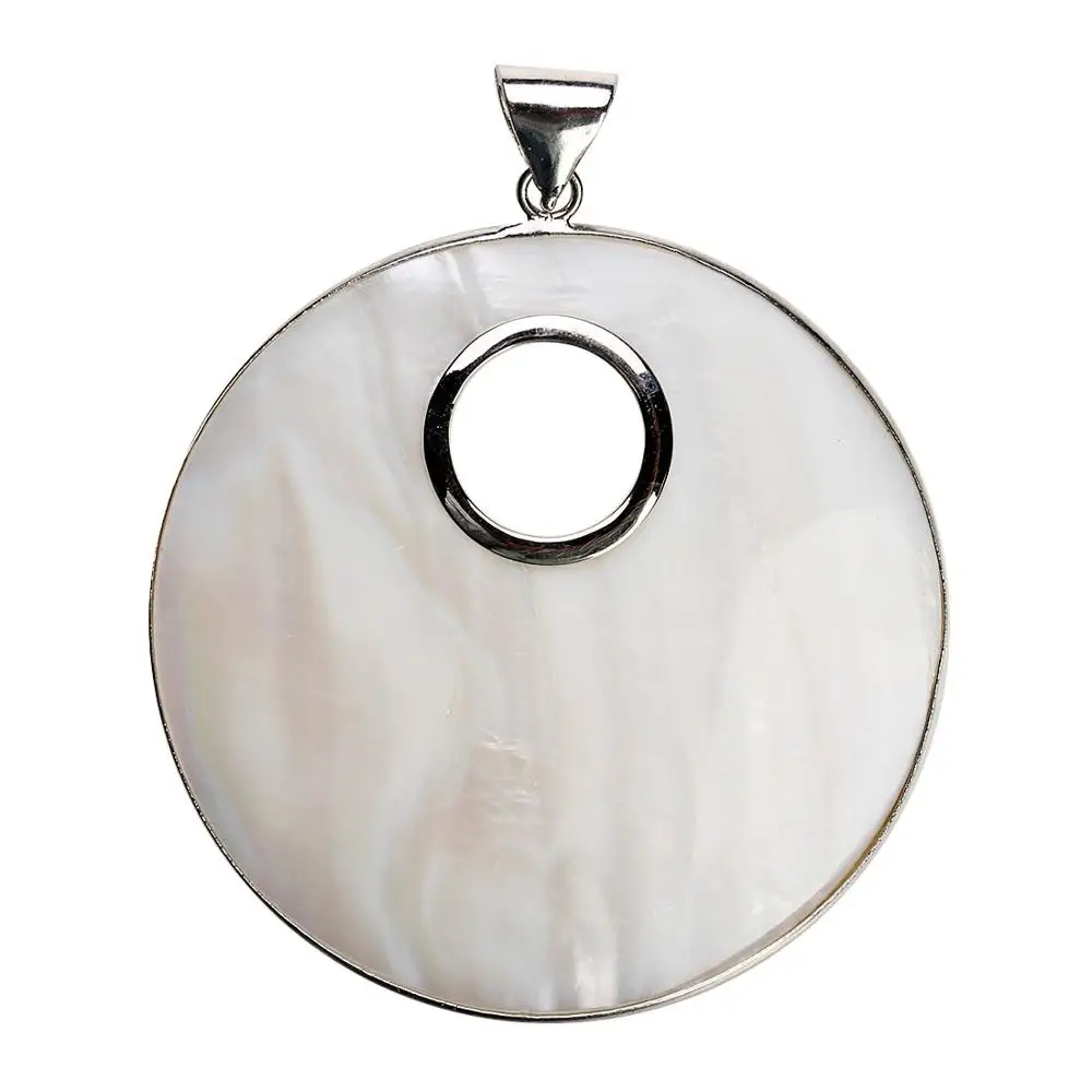 LOULEUR 1 шт. 61x80 мм большой круглый белый натуральный перламутр Подвески для DIY ожерелье ювелирных изделий - Окраска металла: White