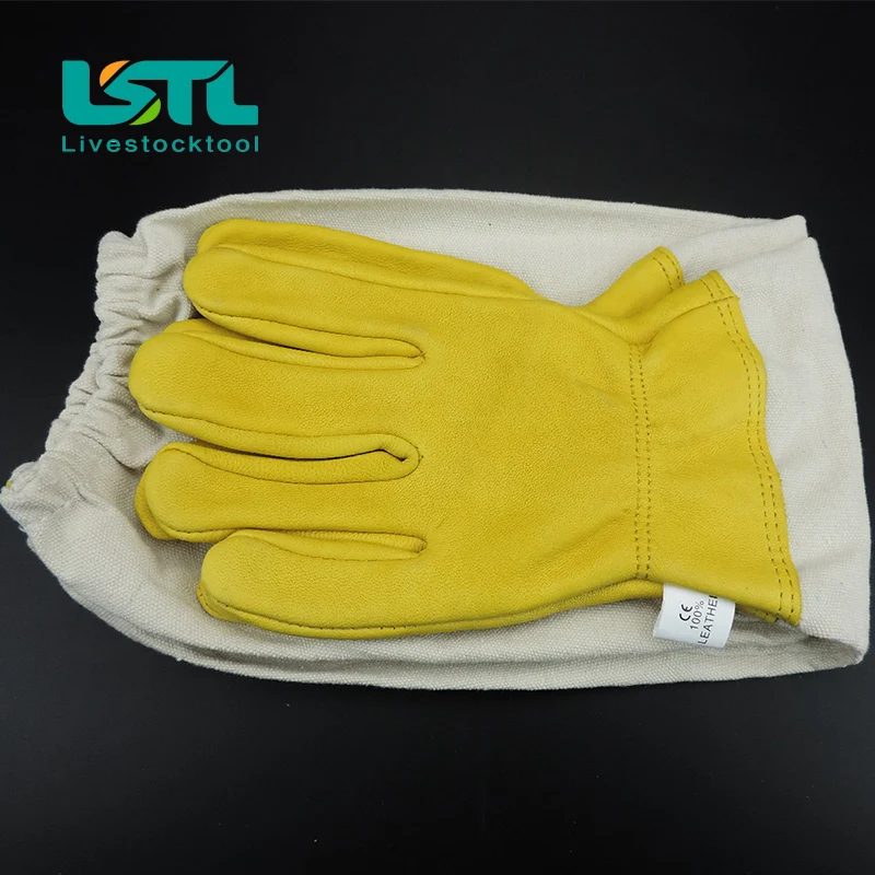 Защитные перчатки для пчеловодства, из козьей кожи, для пчеловодства, с вентилируемыми длинными рукавами, желтые, M, L, из овчины, вентиляционная ткань
