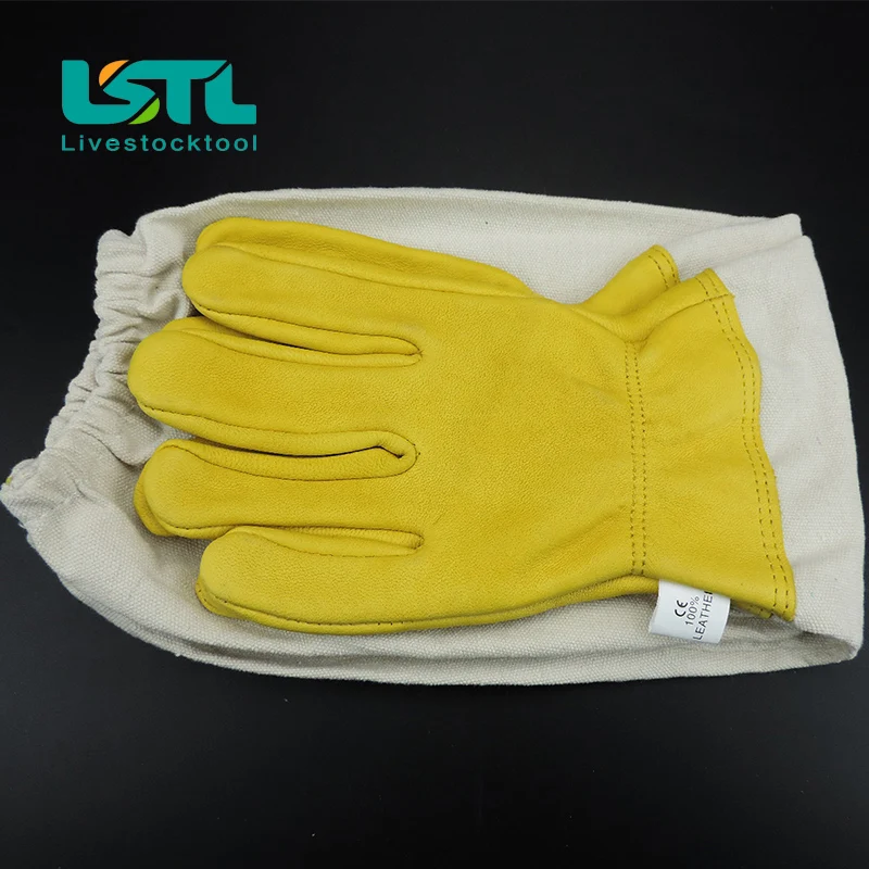 

Protective Beekeeping Gloves Goatskin Bee Keeping with Vented Long Sleeves Yellow M L Sheepskin Ventilation Fabric Free Shipping