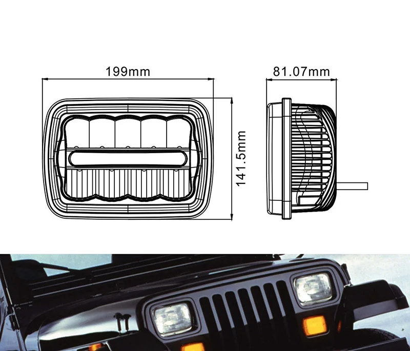 4x6 Led Sealed Beam Headlight High Low Beam With Parking Light Replace HID Xenon H4651 H4652 H4656 H4666 H6545 Fit for Peterbilt Kenworth Freightliner (O