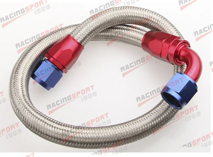 48" 90D 6AN SS Braided Racing Performance Oil Fuel Coolant Line Hose