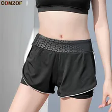 Лоскутные женские шорты для йоги с высокой талией, два предмета, спортивные шорты для фитнеса, женские летние pantalon deporte mujer