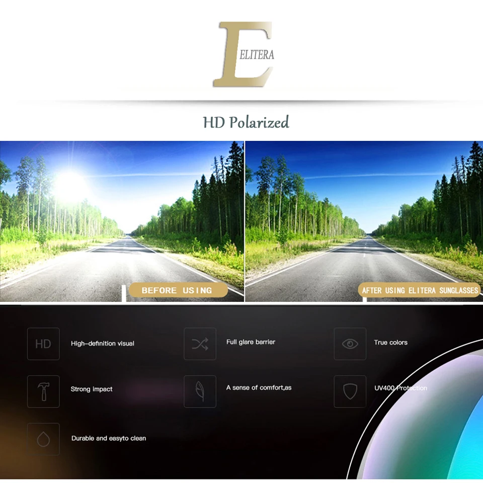 ELITERA, алюминий, магний, брендовые Новые поляризованные мужские солнцезащитные очки, 3 цвета, солнцезащитные очки, мужские очки для вождения, очки, аксессуары 2458