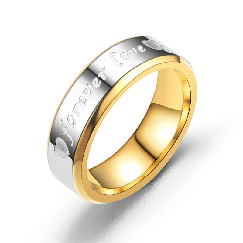 Romantic forever love Letter Rings for Lovers Wedding Bands Engagement Stainless Steel Ring for Women and Men Jewelry