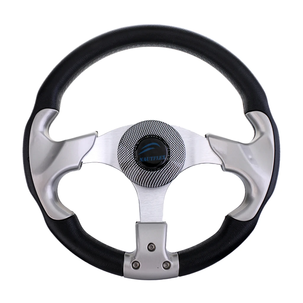 New 315mm Aluminum Alloy Marine Boat Pontoon Steering Wheel 3 Spoke 3/4` Shaft for Canoe Kayak Boat Accessories