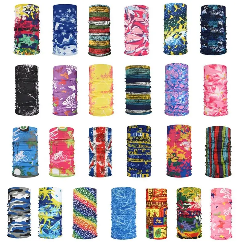 

25 Colors Unisex Traceless Magic Neck Scarf Rainbow Graffiti Printing Tube Headband Windproof Cycling Hip Hop Face Mask Bandana