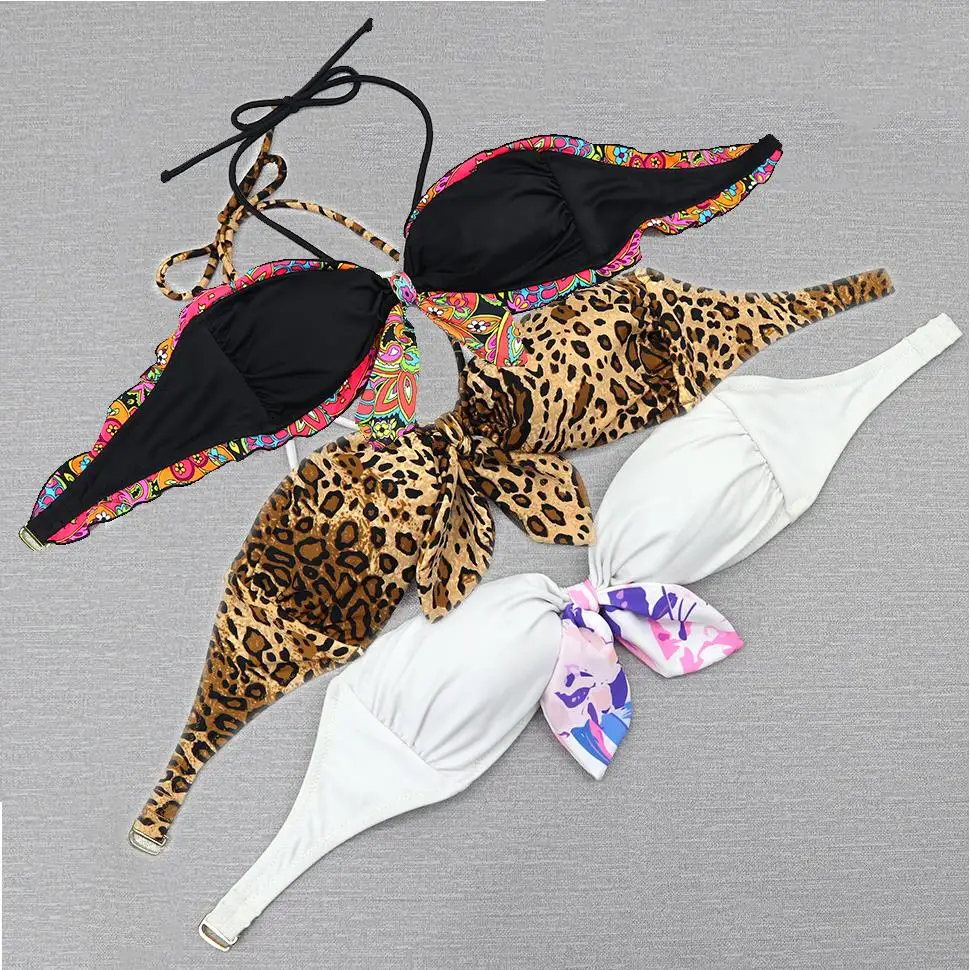 

Women White Bow Bikini TOPS Sexy Swimwear Beachwear Water Droplets Bathing suits Design Secret swimming biquini UP