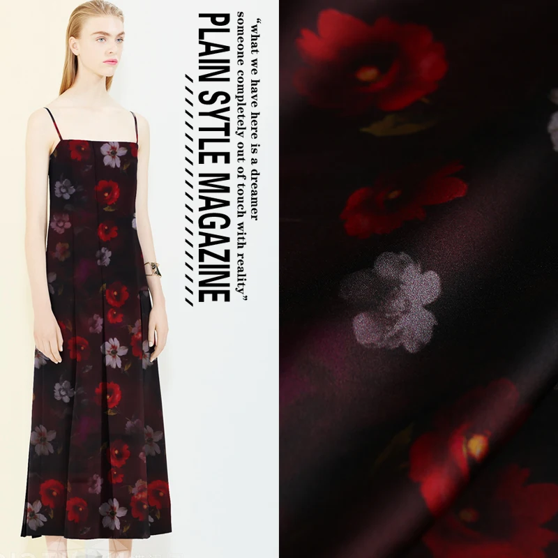 

Digital printed silk stretch satin fabric clothing dress fabric satin soft chinese silk fabric wholesale silk cloth