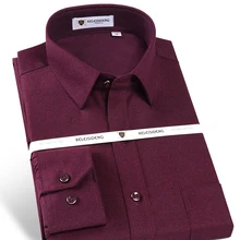 Мужская классическая рубашка с длинным рукавом, однотонная/Клетчатая Шерстяная Рубашка с передним карманом, высококачественные удобные мягкие слегка эластичные рубашки