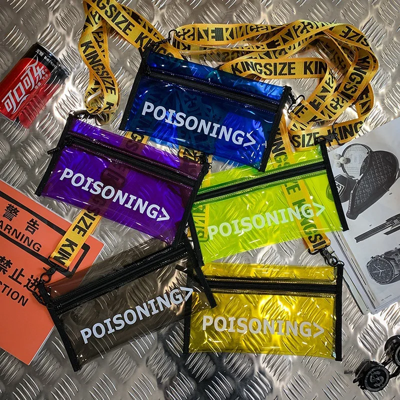 

2019 fashion new arrival single shoulder transparent bag letters pu beach bag purse crossbody clear bag for women