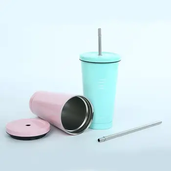 

Thermal Cup Insulated Travel Coffee Thermal Cup 500ml Double Wall Vacuum Drinking Diamond Gradient Stainles Steel Cup With Straw