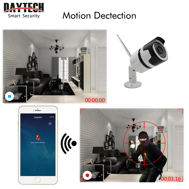 DAYTECH Wi-Fi IP Камера 2MP Беспроводной Камеры видеонаблюдения CCTV двухстороннее аудио ИК Ночное видение Водонепроницаемый Wi-Fi записывать видео монитор