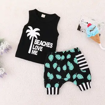 

AU Toddler Baby Girl Boy 2019 New Summer Coconut Tree Sleeveless Tops T-Shirt Shorts Pants Casual Outfits Set 2Pcs Clothes