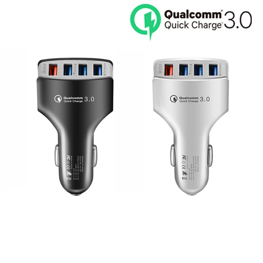 Автомобильное зарядное устройство QC 3 0 с 4 USB-портами быстрая зарядка для iPhone X 8