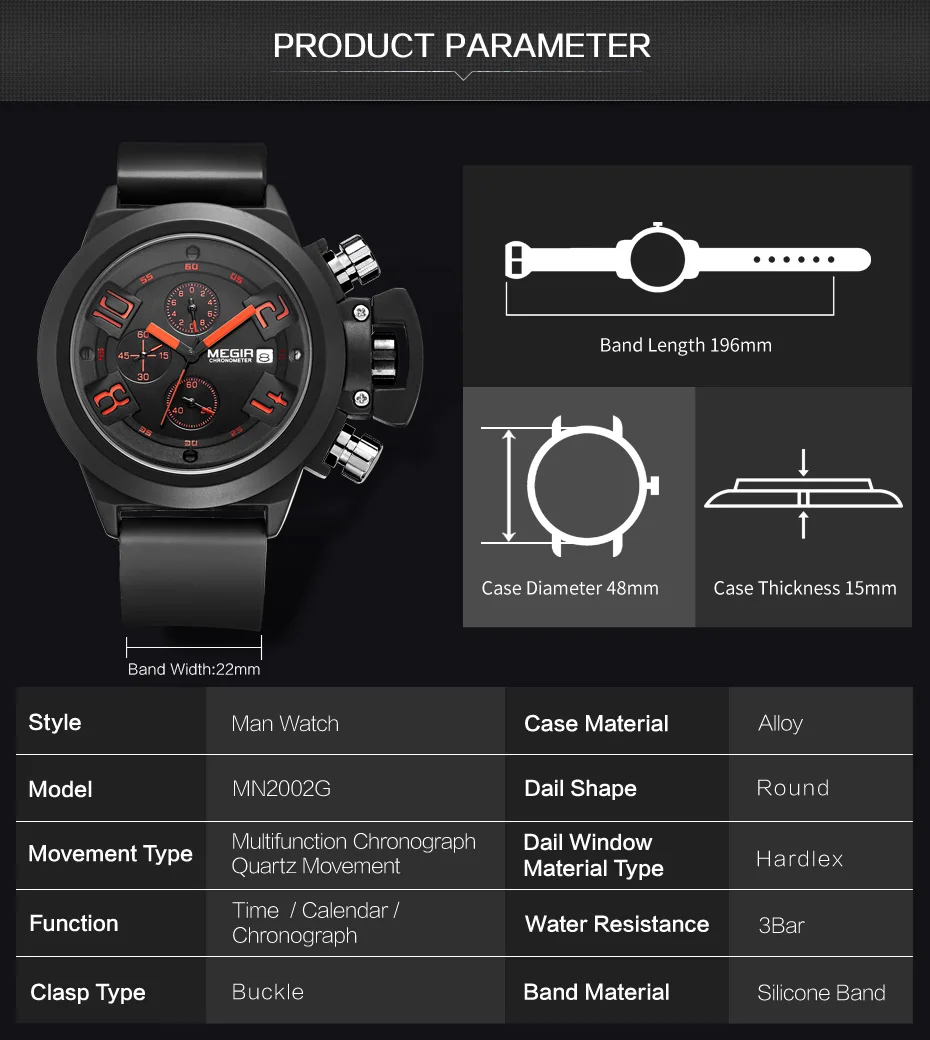 MEGIR спортивные мужские часы с хронографом и функцией s, лучший бренд, роскошные силиконовые наручные часы, мужские кварцевые часы, мужские часы