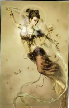 

Canvas Oil painting Chinese classic female portrait Dunhuang flying girl fairy