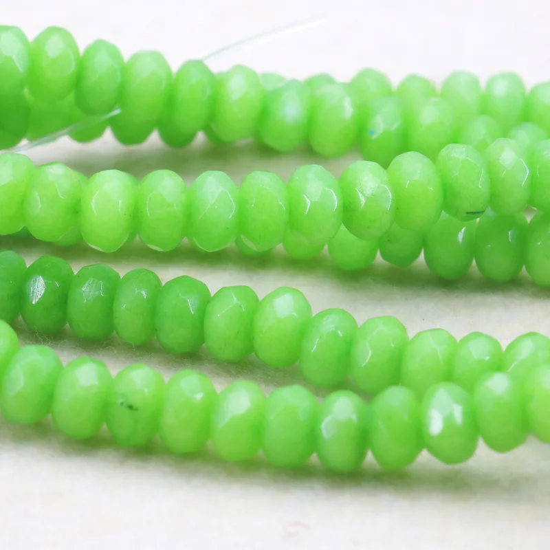 

5x8mm faceted Light green chalcedony abacus shaped loose beads 15" DIY women jewelry making