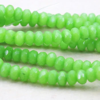 

5x8mm faceted Light green chalcedony abacus shaped loose beads 15" DIY women jewelry making