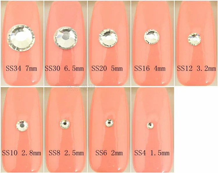 Супер-предложение блестящие 1440 шт. SS3 не исправление Стекло Стразы прозрачного хрусталя для 3D Дизайн ногтей украшения Flatback strass камень