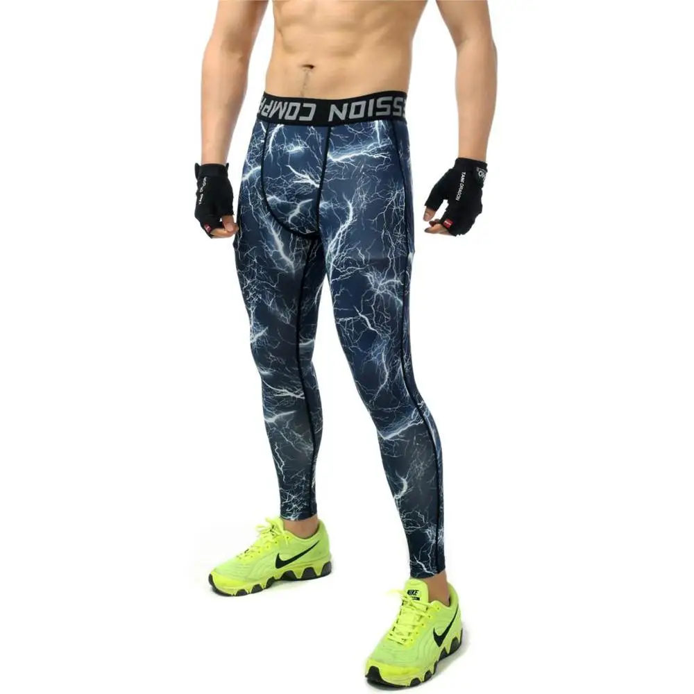 Camo Мужские компрессионные брюки спортивные колготки обтягивающие баскетбольные беговые базовые слои фитнес бегуны Леггинсы Брюки - Цвет: Бежевый