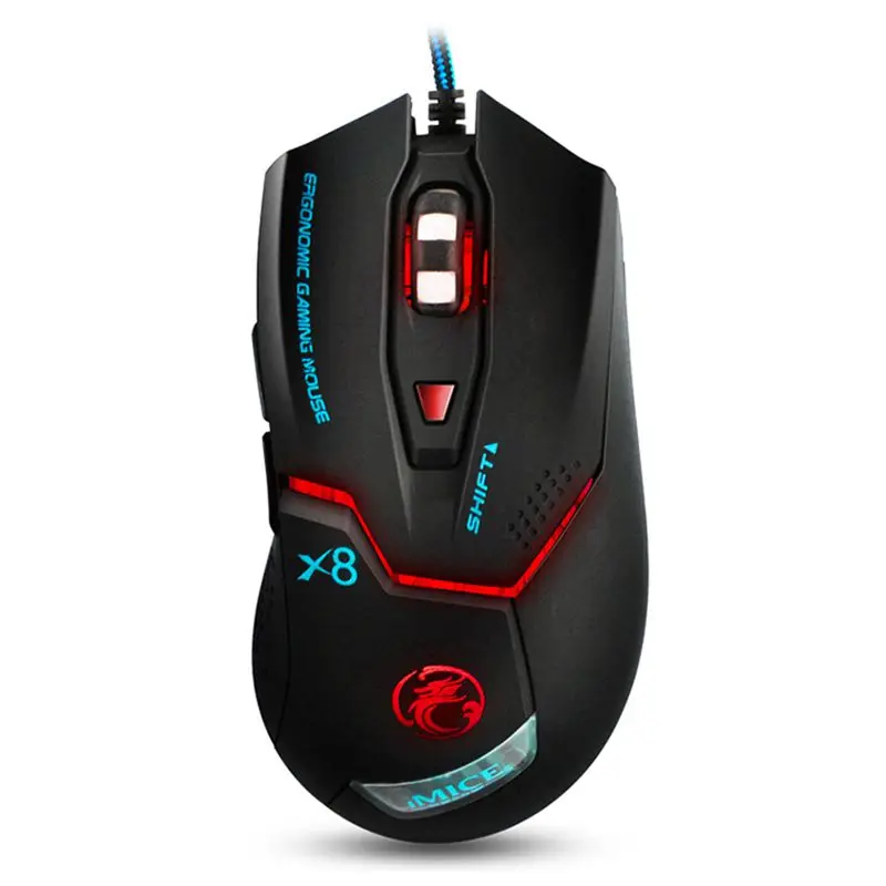 

X8 Wired Gaming Mouse 3200DPI Ergonomics LED Optical USB Computer Mouse Gamer Mice for PC Laptop Computer for CSGO LOL Game