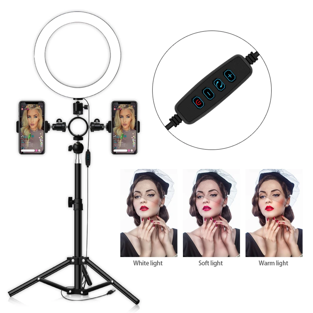 USB светодиодный кольцевой светильник с регулируемой яркостью 3600 мл для студийной фотосъемки, заполняющий кольцевой светильник со штативом для макияжа, потоковое видео в реальном времени
