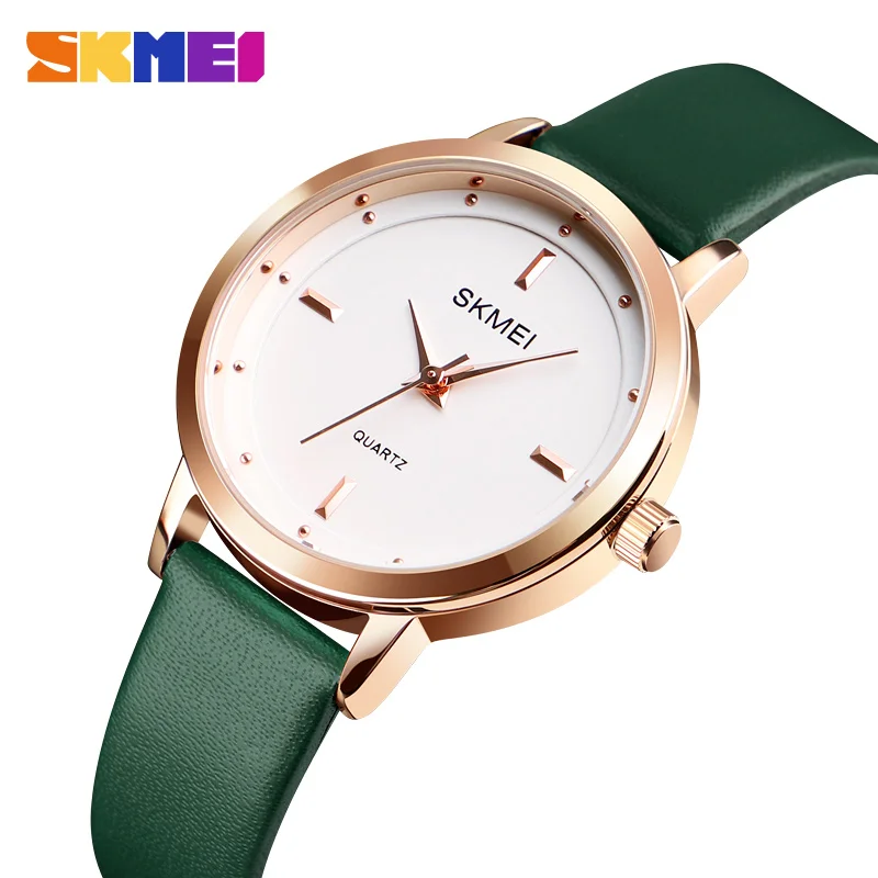 

SKMEI Top Brand Fashion Women Watches Leather Female Quartz Wristwatches Ladies Thin Casual Strap Watch reloj mujer 1457