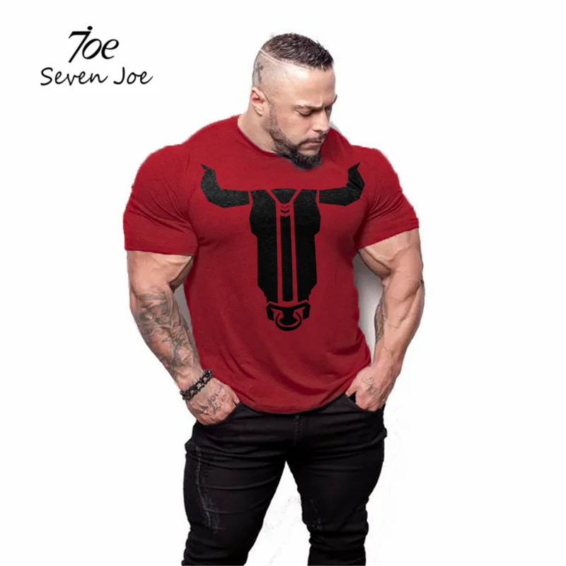 Футболка Seven Joe Мужская облегающая хлопок для фитнеса тренажерного зала летняя