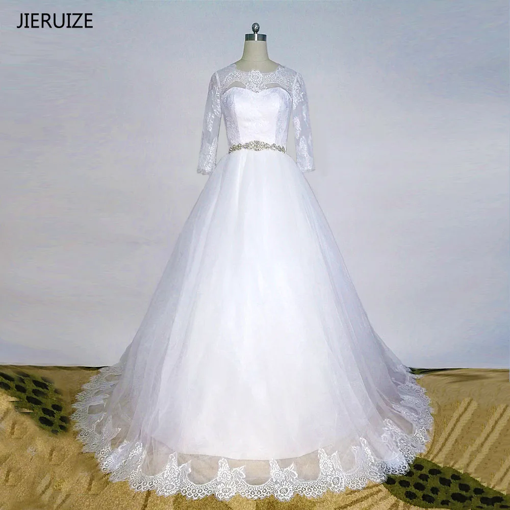 JIERUIZE/Белое Бальное платье с кружевной аппликацией Свадебные платья со шнуровкой