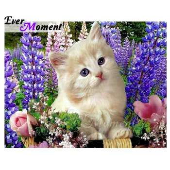 

Ever Moment Diamond Painting Handmade Cat Lavender Wine Picture Of Rhinestone Full Square Diamond Embroidery Mosaic S2F2244