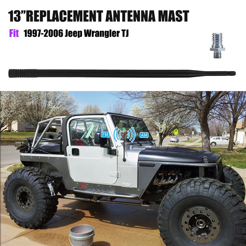 13 ''для 1997-2006 Jeep Wrangler TJ Автомобильная Радио Антенна усилитель FM антенна автоантенна fm-сигнал мачта антенны крыша KOLEROADER/