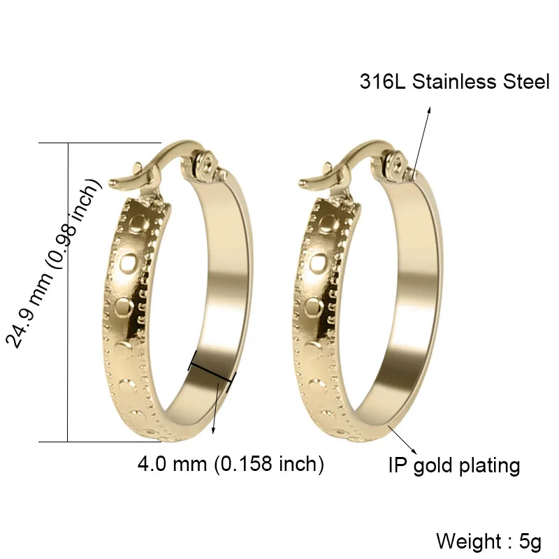 1355 Gold Серебряные/Золотые круглые серьги без никеля, ювелирные изделия из нержавеющей стали для женщин, женские золотые серьги-кольца, свадебные аксессуары - Окраска металла: 1355 Gold