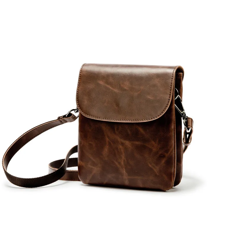 

Single shoulder bag male leather casual vertical small bag handmade retro head cowhide leather men's small satchel bags