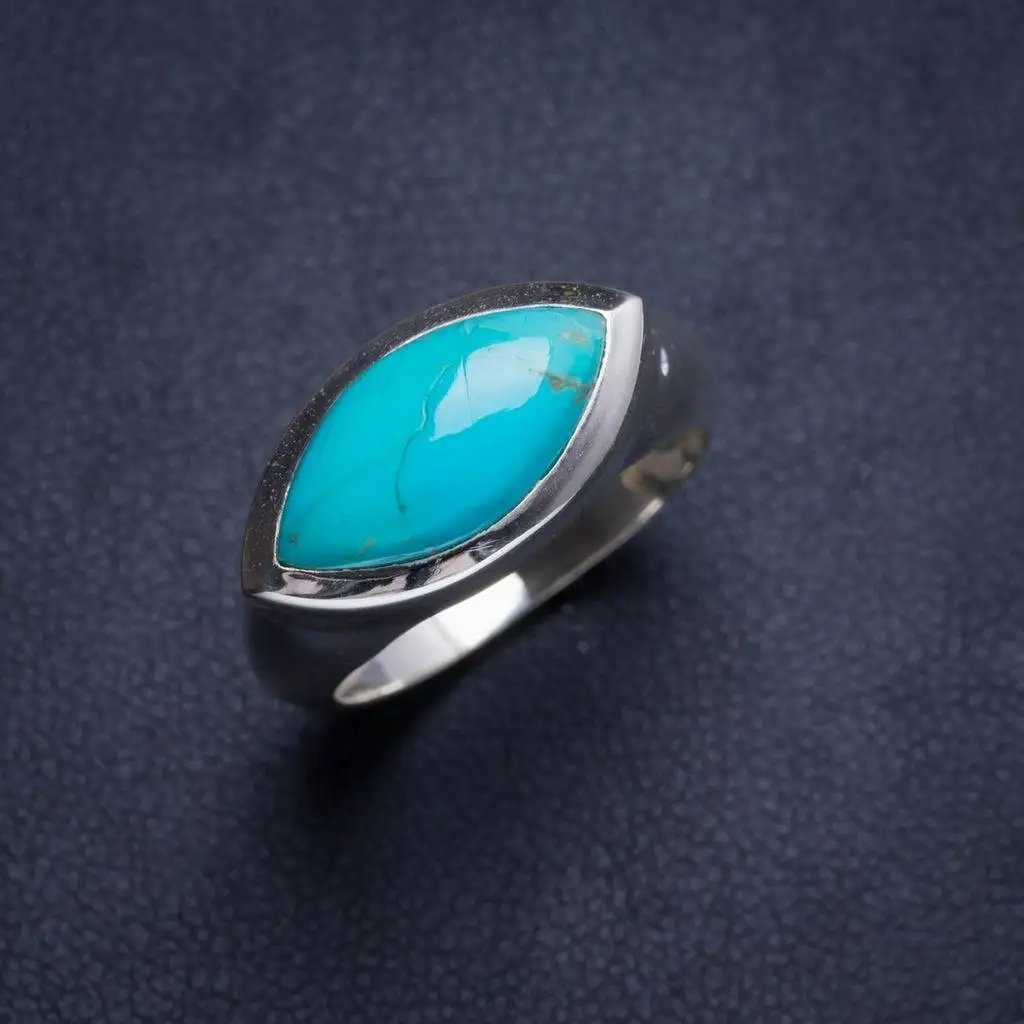 

Natural Turquoise Handmade Unique 925 Sterling Silver Ring 8 Y4587