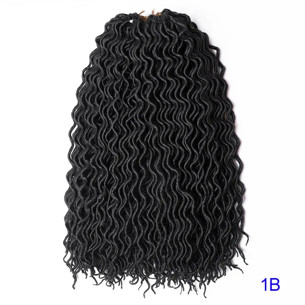 Утонченные 18 дюймов 24 пряди крючком богиня Faux Locs Curly вязание крючком Наращивание волос Синтетические волосы для косы цветные богемные Locs - Цвет: # 1B