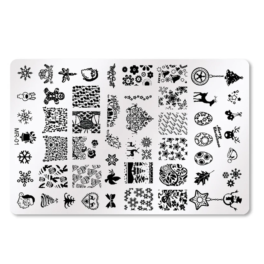 

1 pc Christmas XMAS Theme Nail Art Stamp Template Snowflake Santa Claus Pattern Image Plate Manicure Nail Stamping Tools