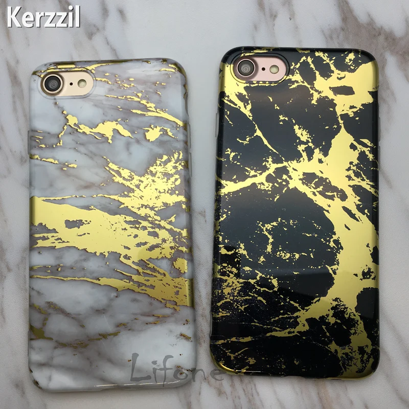 

Kerzzil Newest Gold Lines Phone Cases For iPhone 6 6s 7 Plus Smooth Soft Marble Pattern Cover Back Fashion Coque