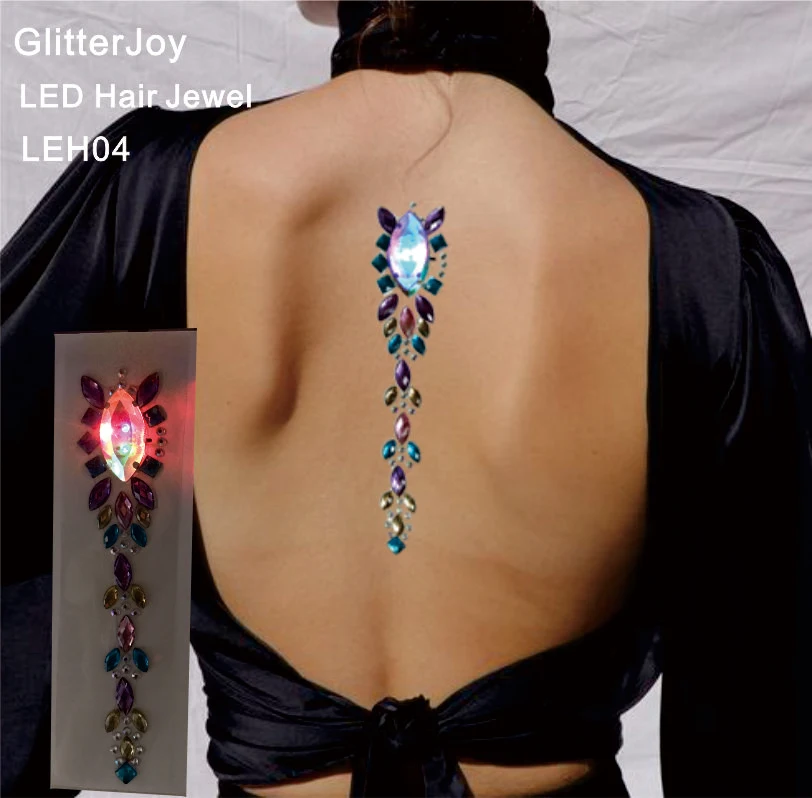 

LEH04 1 PC LED Body Stick on Jewelry Temporary Tattoo Sticker best Hair Accessories for festival Makeup Sticker