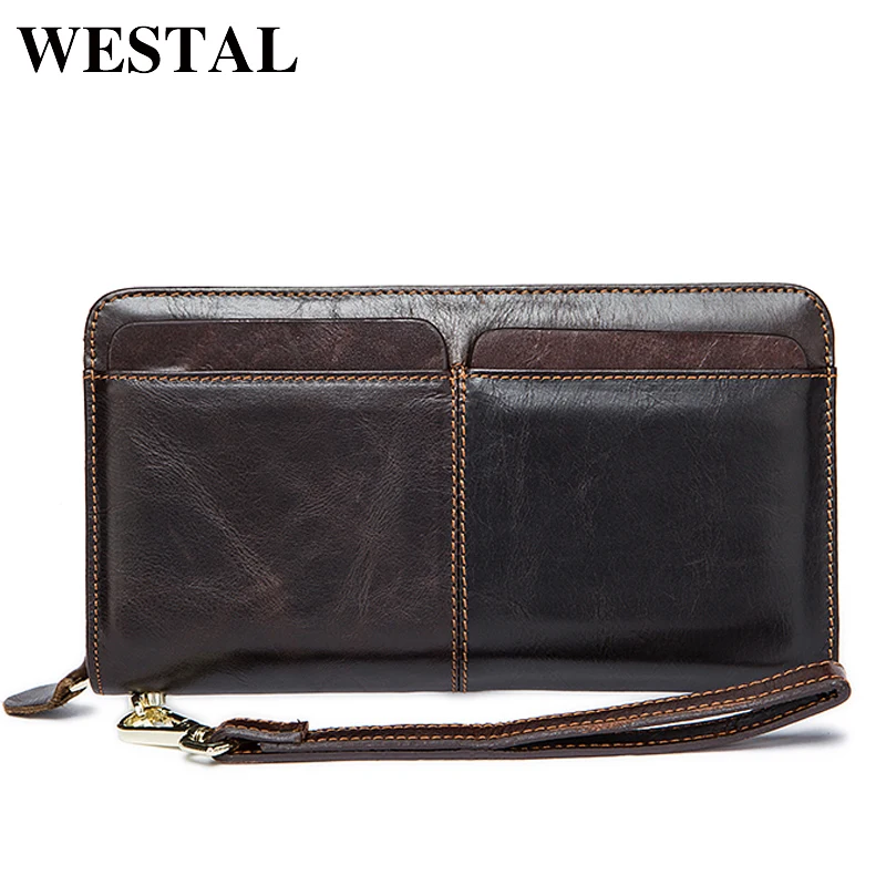 WESTAL Men Wallets Genuine Leather Wallets Clutch Male Purse Long Wallet Men Clutch Bag Phone Card Holder Coin Purse Men 9020 WESTAL Men Wallets Genuine Leather Wallets Clutch Male Purse Long Wallet Men Clutch Bag Phone Card Holder Coin Purse Men 9020