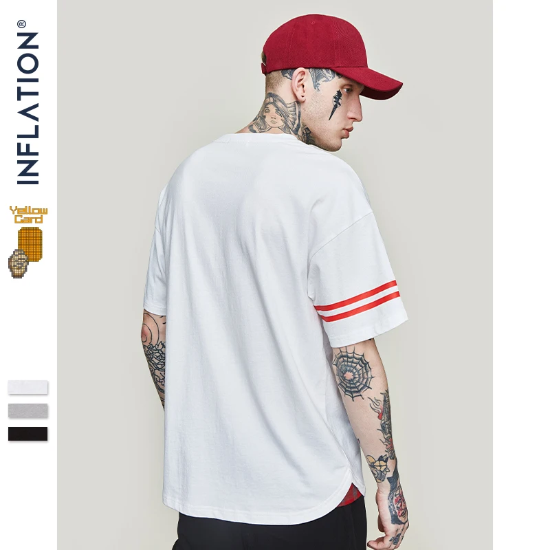 INFLATION Sleeve Stripe Basic Tee Homme Men Clothing 2019 Summer Short Sleeve Cotton T-shirt O-neck Brand Tshirt 91162S INFLATION Sleeve Stripe Basic Tee Homme Men Clothing 2019 Summer Short Sleeve Cotton T-shirt O-neck Brand Tshirt 91162S
